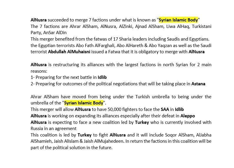 JohnDelacour's tweet photo. #Syria #Astana
No mention, so far as I can see, in Western #MSM of today’s terrorist mergers, statements etc. Quite extraordinary!—or not. https://t.co/S0QaAiLepv