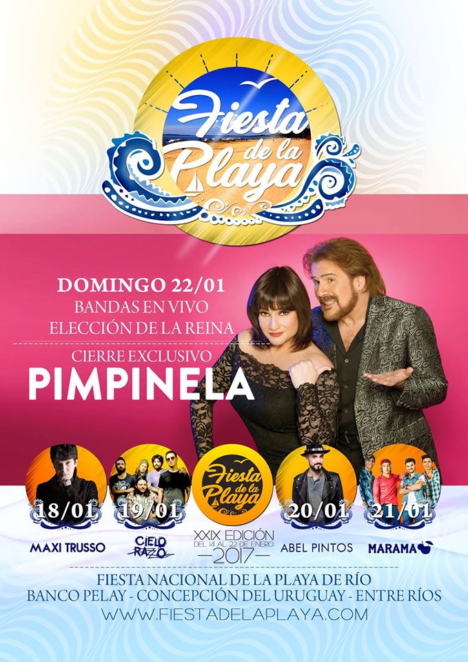 Visita_CdelU's tweet photo. 22 de #enero los #Pimpinela actuaran en la FIESTA NACIONAL DE LA PLAYA DE RÍO 🎤🎉🎊 #BancoPelay 🏖
¿Venís?
#visitáConcepción 🌆 
#EntreRíos https://t.co/sjfGX0jNIw