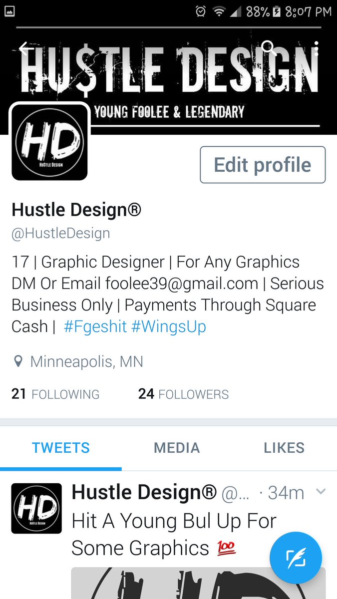 Young_Foolee's tweet photo. I Need More Followers On My Graphic Design Page @HustleDesign https://t.co/jBzZJXpr3r