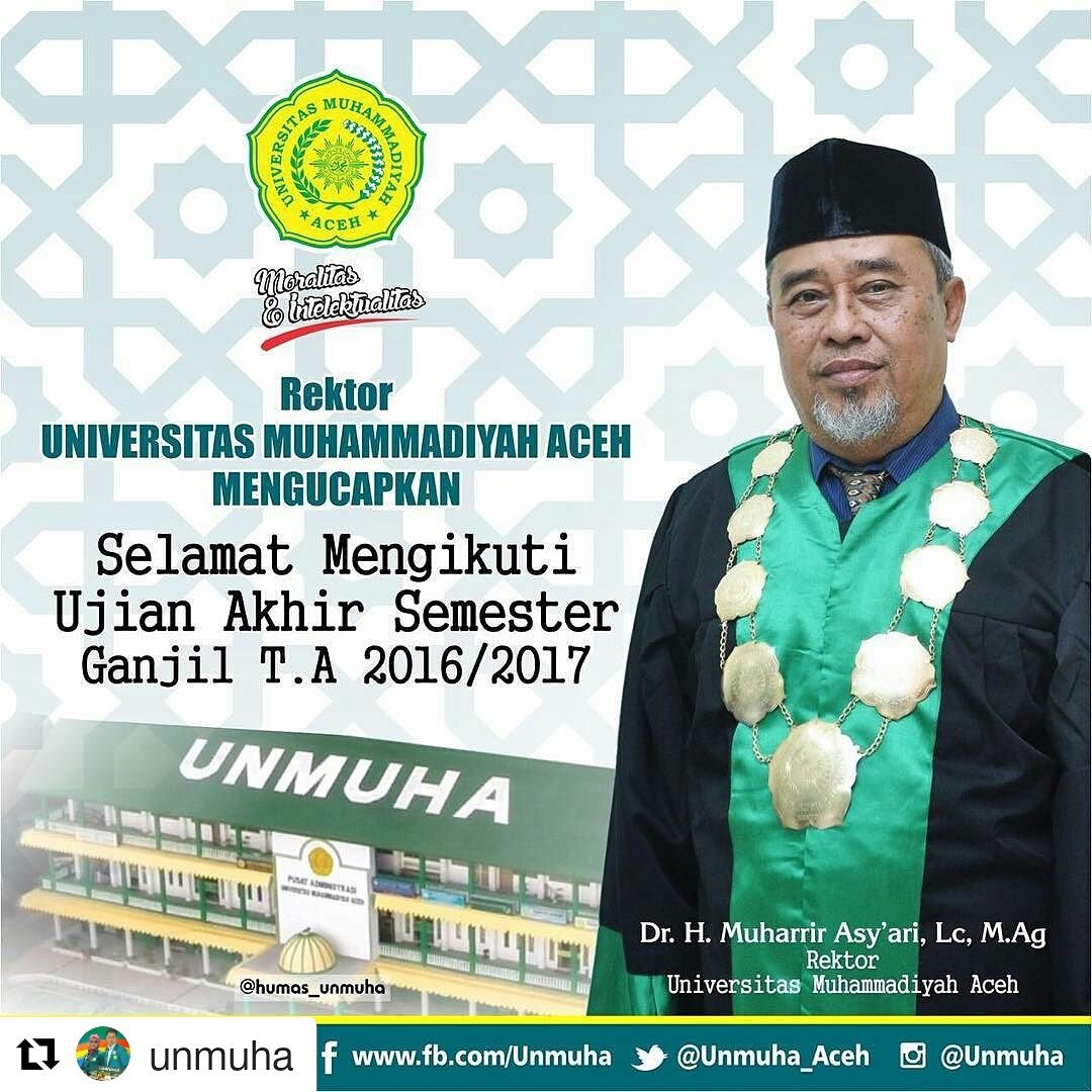 Selamat mengikuti Ujian Akhir Semester Ganjil Tahun Akademik 2016/2017

#unmuha #muhammadiyah #aceh