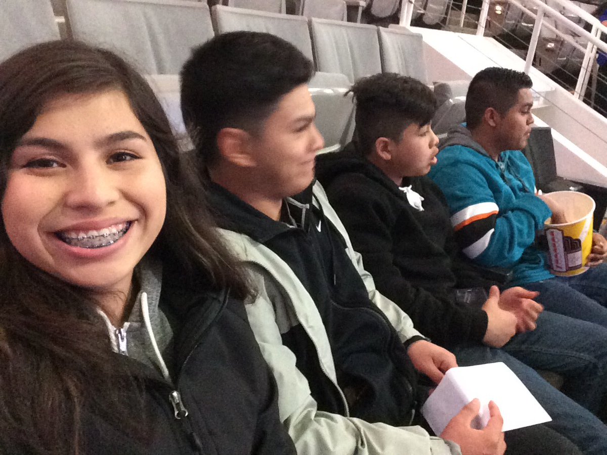 Thanks for the tickets, Paul Martin and @SharksCare! ALearn student, Isela and siblings had an amazing time. #SharksTerritory #sjsharks