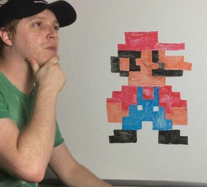 DreamcastGuy's tweet photo. You don't want to know how many hours it took me to draw this terrible looking Mario for a project lol. https://t.co/YrPNAWzX9E