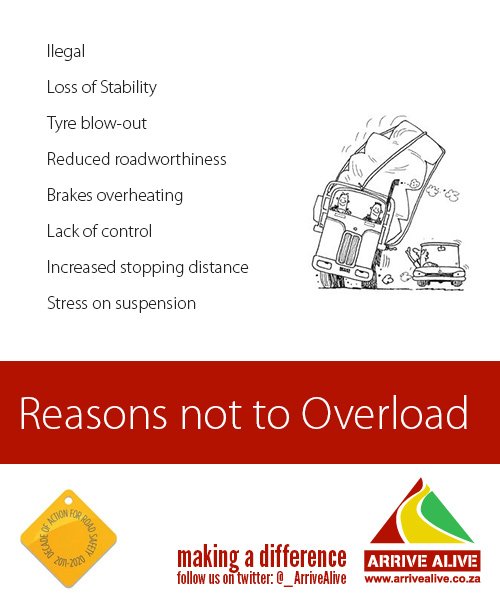 _ArriveAlive's tweet image. Overloading and Road Safety  - Reasons why we should not overload!  shar.es/1DzirF #ArriveAlive @Wheels24