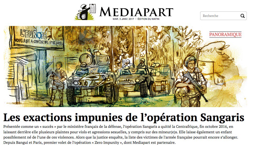 Mediapart's tweet photo. Les exactions impunies de l’opération Sangaris https://t.co/TUFP1qqBga https://t.co/u8wB8F59v6