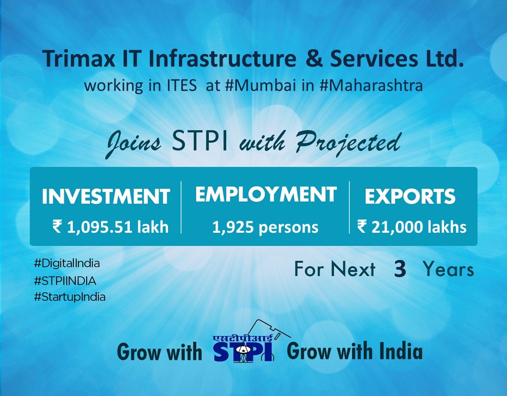 STPIPune's tweet photo. Welcome @Trimax_IT ! Looking forward to a successful journey ahead. #GrowWithSTPI #DigitalIndia #STPIINDIA 
@rsprasad @ppchaudharyMoS https://t.co/bzJaA3JAEP