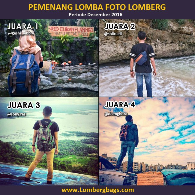 Inilah pemenang lomba foto tas denim Lomberg Desember 2016. Foto diri anda dengan tas Lomberg lalu mention ke instagram lomberg #lombergbags