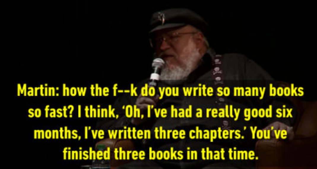 broderick's tweet photo. This year is all about being more like Stephen King and less like George R R Martin https://t.co/vB2BQ7ryks