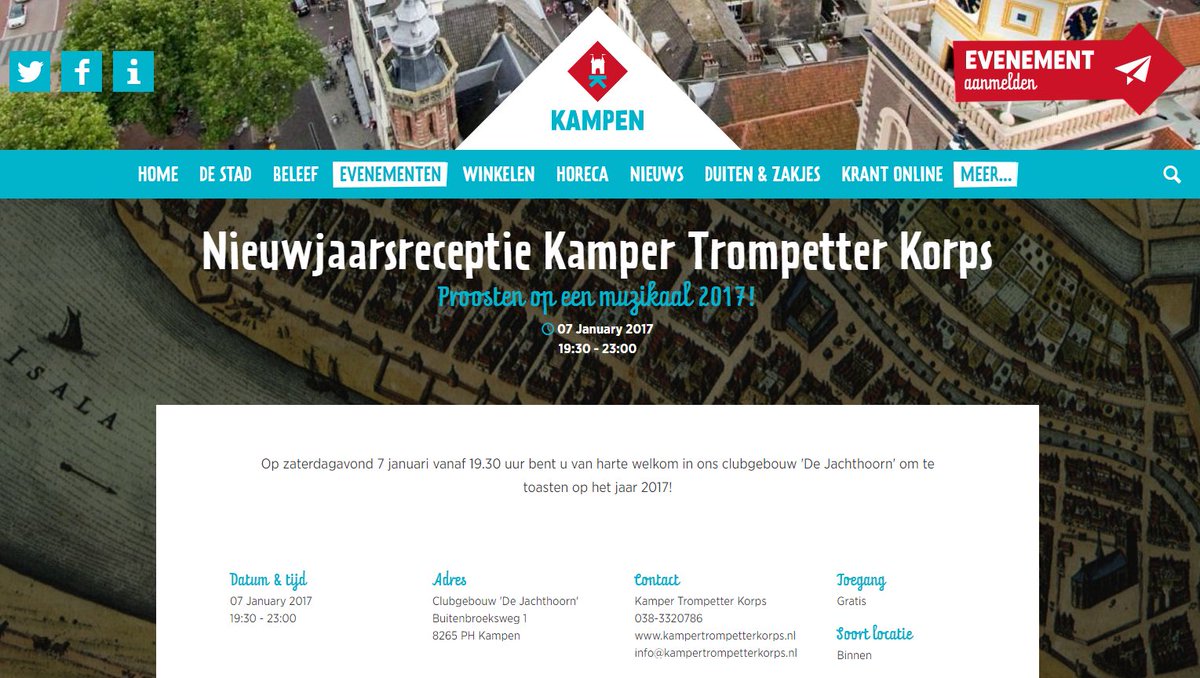 Komt u aanstaande zaterdag ook met ons proosten op het nieuwe jaar? | stad.kampen.nl//nl/evenemente… | Nieuwjaarsreceptie #korpsmuziek #kampen