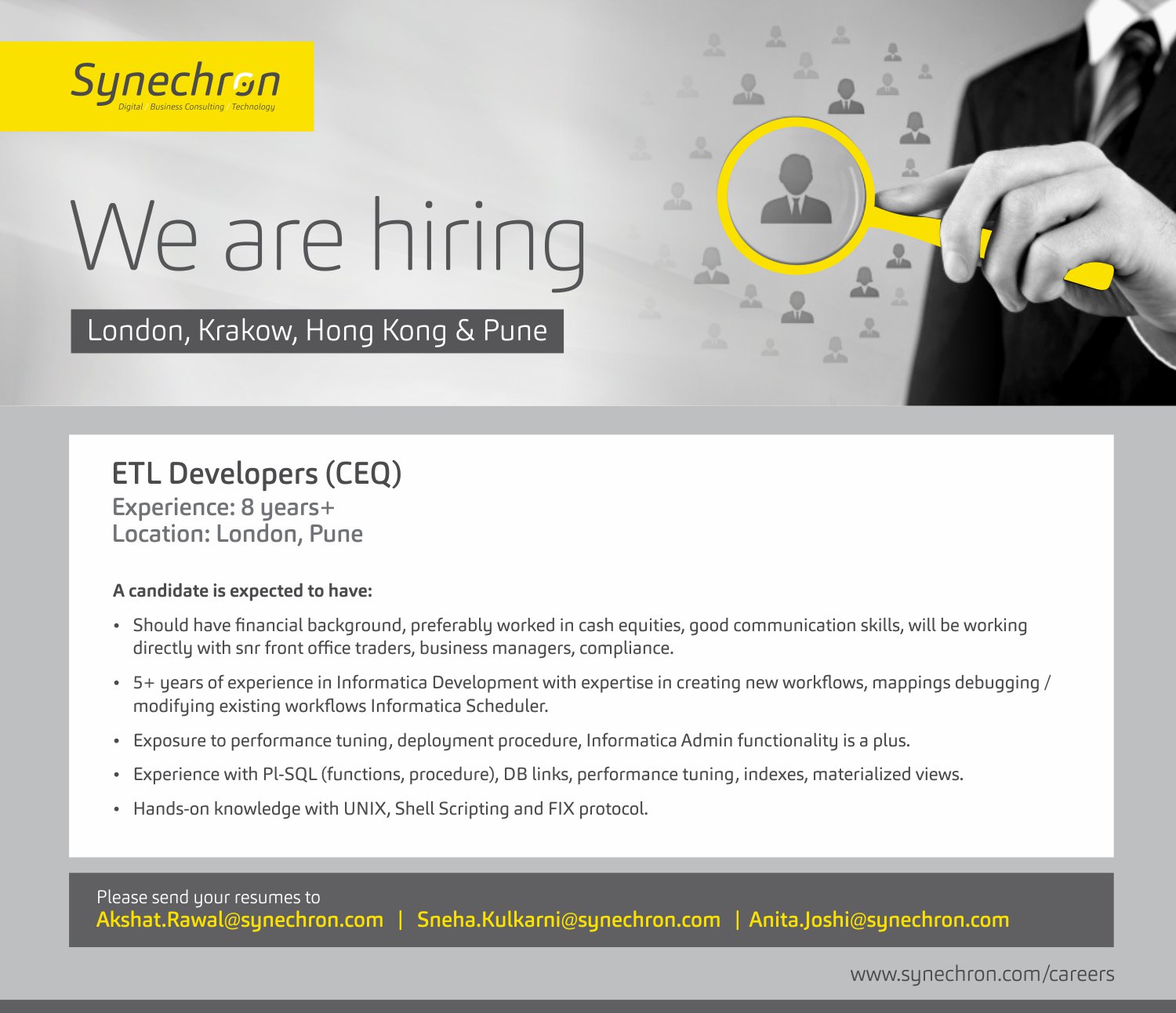 Synechron on X: &ldquo;Synechron is #hiring for 50+ positions in #London 