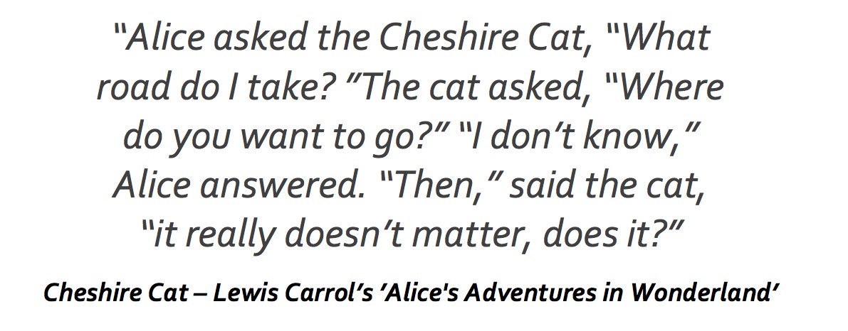 cyberioten's tweet photo. Did Cheshire Cat predicted need for #DigitalStategy? Direction unimportant without strategic goal #UXProfessional must take lead #Analytics https://t.co/gCrH7lUYGi