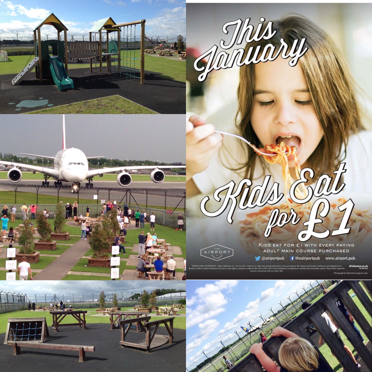 TheAirportPub's tweet photo. #holidays almost over? Enjoy a memorable day out with the kids before #backtoschool #kidseatfor£1 playarea #planes #runway #restaurant https://t.co/xL2XxyvHsa