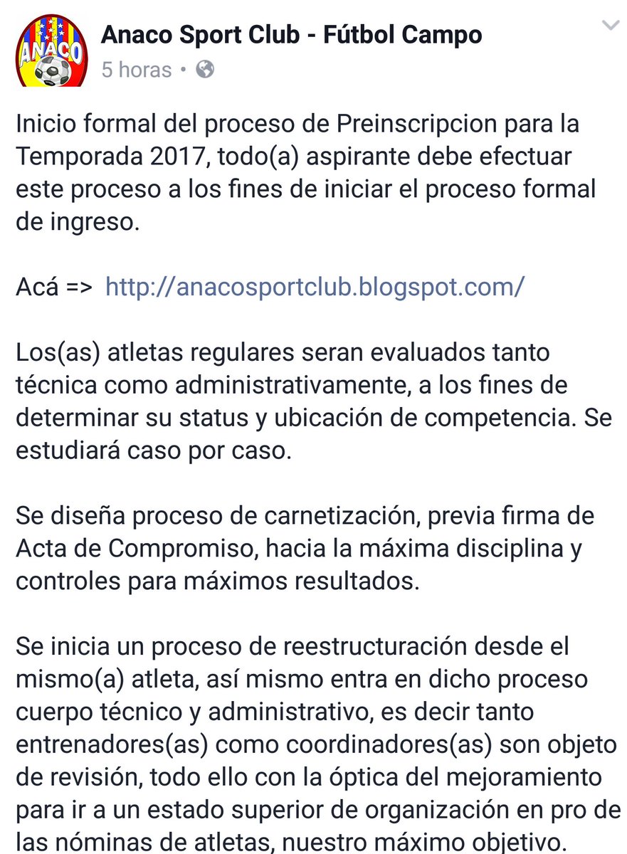 AnacoSportClub's tweet photo. ¡Importante información! Corre la voz. Preinscibete en https://t.co/MymMGdlgA7 
¡Construyamos juntos tus sueños! https://t.co/8lYqyyXItn