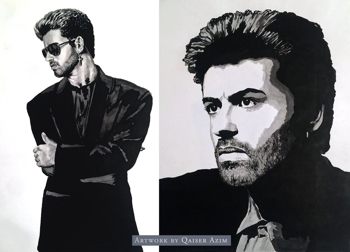 George Michael tribute art. An old ink drawing for your viewing pleasure. RIP George, a legend. The music lives on. #george michael