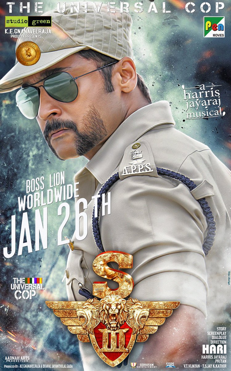 artistryhere's tweet photo. #S3 new poster - #TheUniversalCOP @Suriya_offl - Jan26th release WW💥 https://t.co/bggPFxTGAh