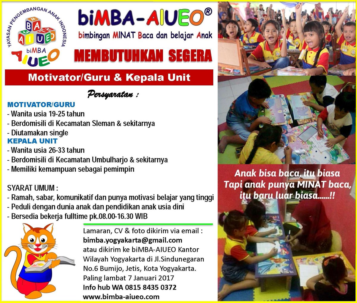 Gaji Guru Bimba Aiueo Jakarta