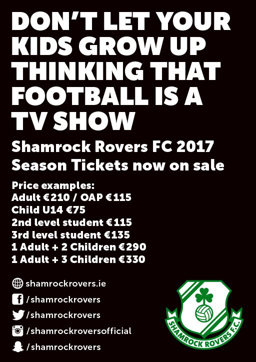 ShamrockRovers's tweet photo. More TV football?? Why not try it live in 2017 @tallaghtstadium Season Tickets available here https://t.co/9gmlhn85Vb https://t.co/QsthcHCNLy