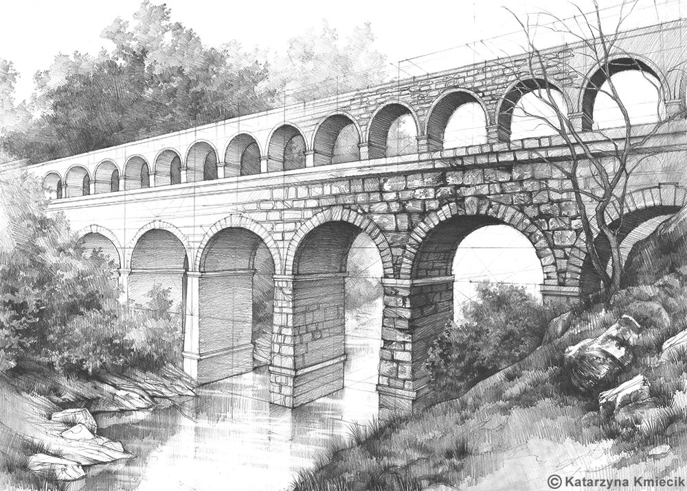 K_KmiecikART's tweet photo. Pencil drawing of the Roman Aqueduct, drawn from imagination. #antient #rome #drawing #pencil #architecture #sketch https://t.co/GhgyBpWLES