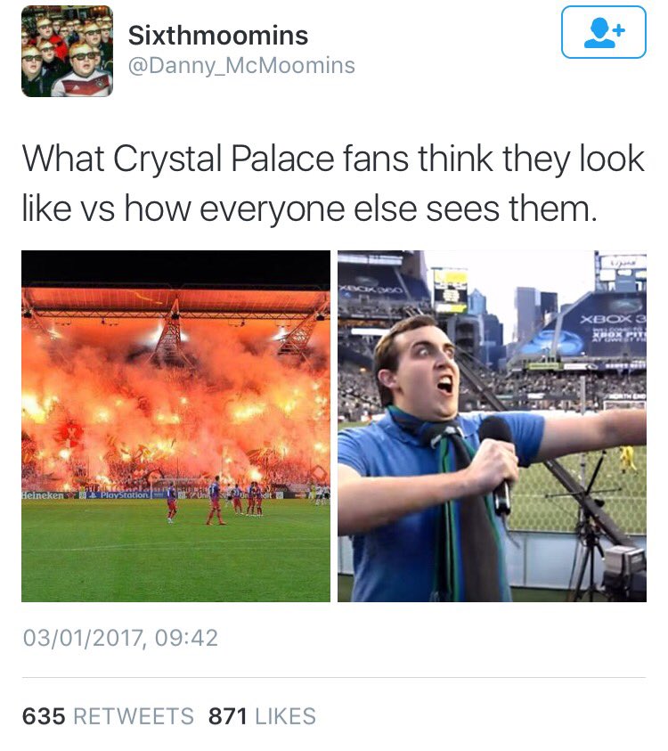 FootyFansChants's tweet photo. Crystal Palace getting ripped into https://t.co/ak9nElNWpn
