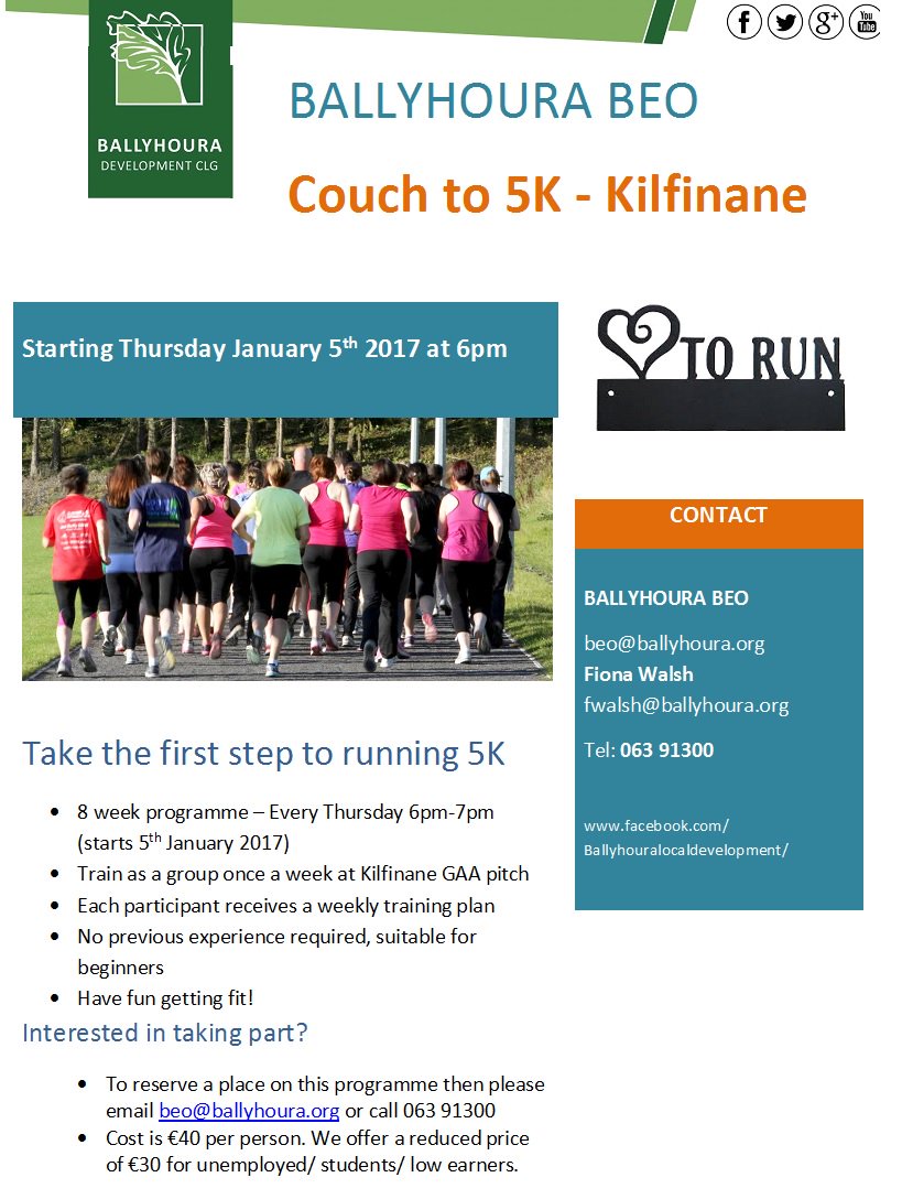 Couch to 5K starting on Thursday in Kilfinane GAA pitch at 6pm! #GetIrelandActive #newyearnewgoals #ActiveLimerick #VisitBallyhoura