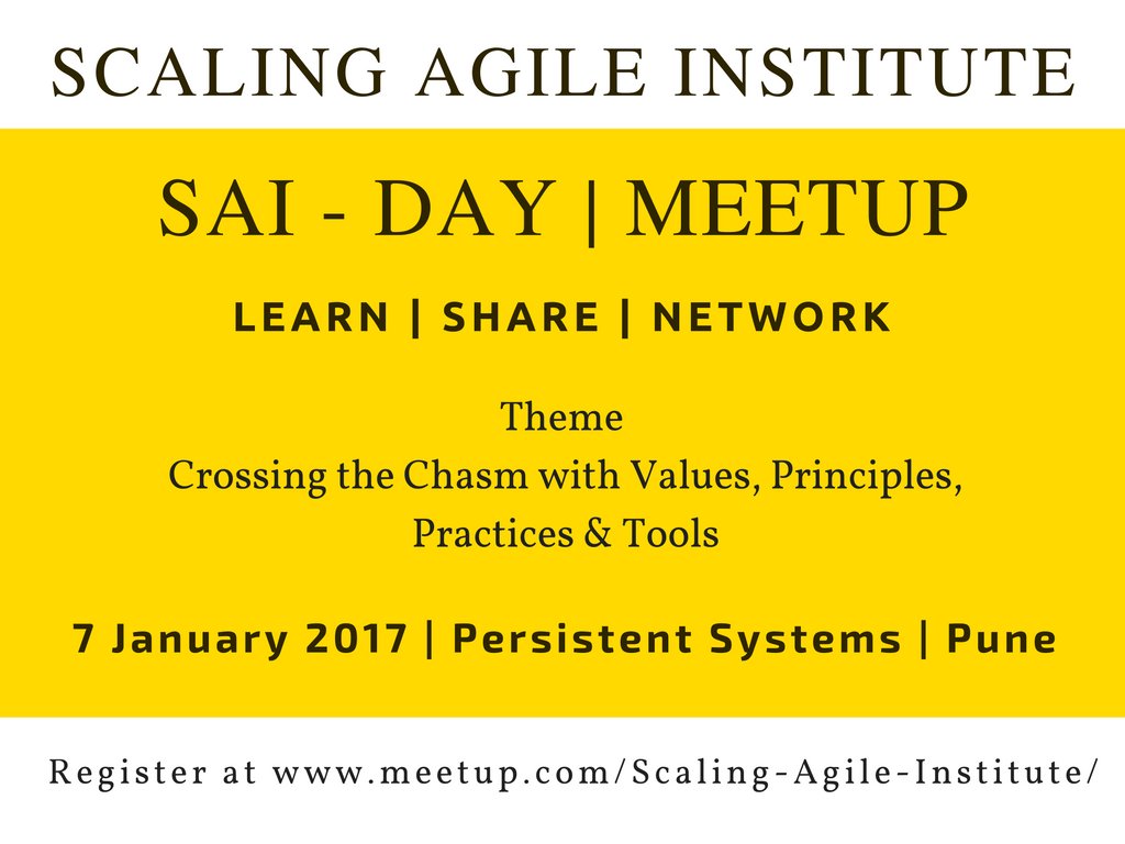 scalingagile_in's tweet image. Join @scalingagile_in on 7th Jan 2017 @Persistentsys pune
RSVP here: meetup.com/Scaling-Agile-…
@innoroo @mjprashant @priyankdk @ashishapathak