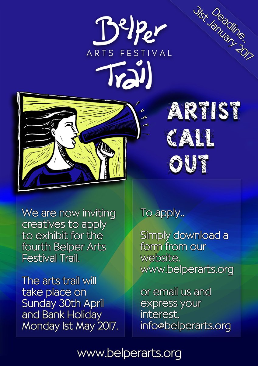 If you're a artist/creative there is still time to take part in the Arts Trail. Download an application form today belperarts.org