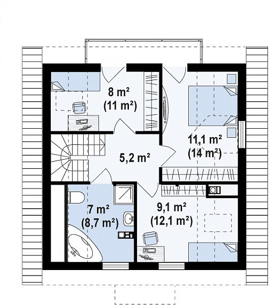 Готовый проект дома с мансардой и отделкой из кирпича Z1 K (107,5 м²) - archidom.by/proekty-domov-…