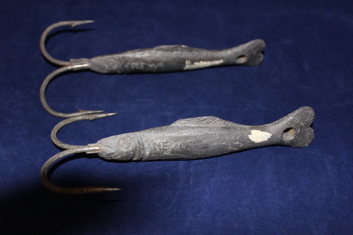 CacharelAntique's tweet photo. For Sale | Pair Antique MAINE CAST LEAD SALT WATER FISHING JIG Codfish Fish Lure Neyle #Antique #FishLure #Neyle #CastLead #Fishing #Codfish https://t.co/us9NScMPZZ
