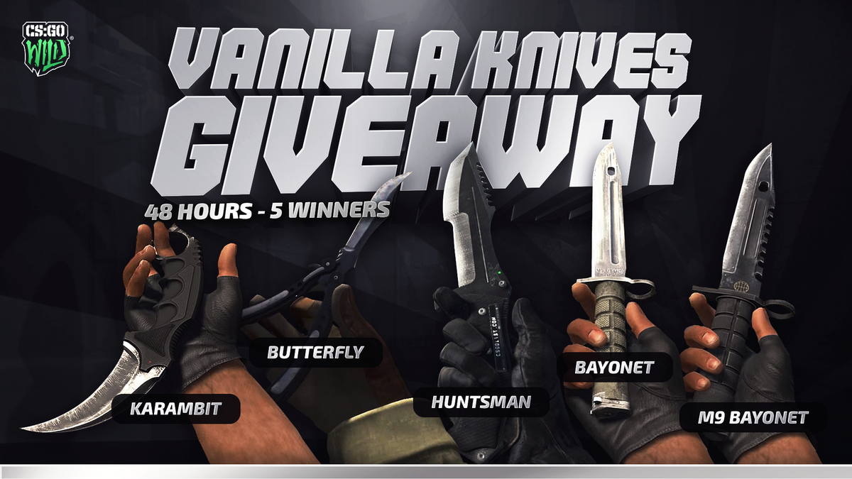 WILD'S 48 HOUR 5 VANILLA KNIVES, 5 WINNERS GIVEAWAY. RT & follow to enter, winners drawn in 48 hours. #GoWild #ComingSoon