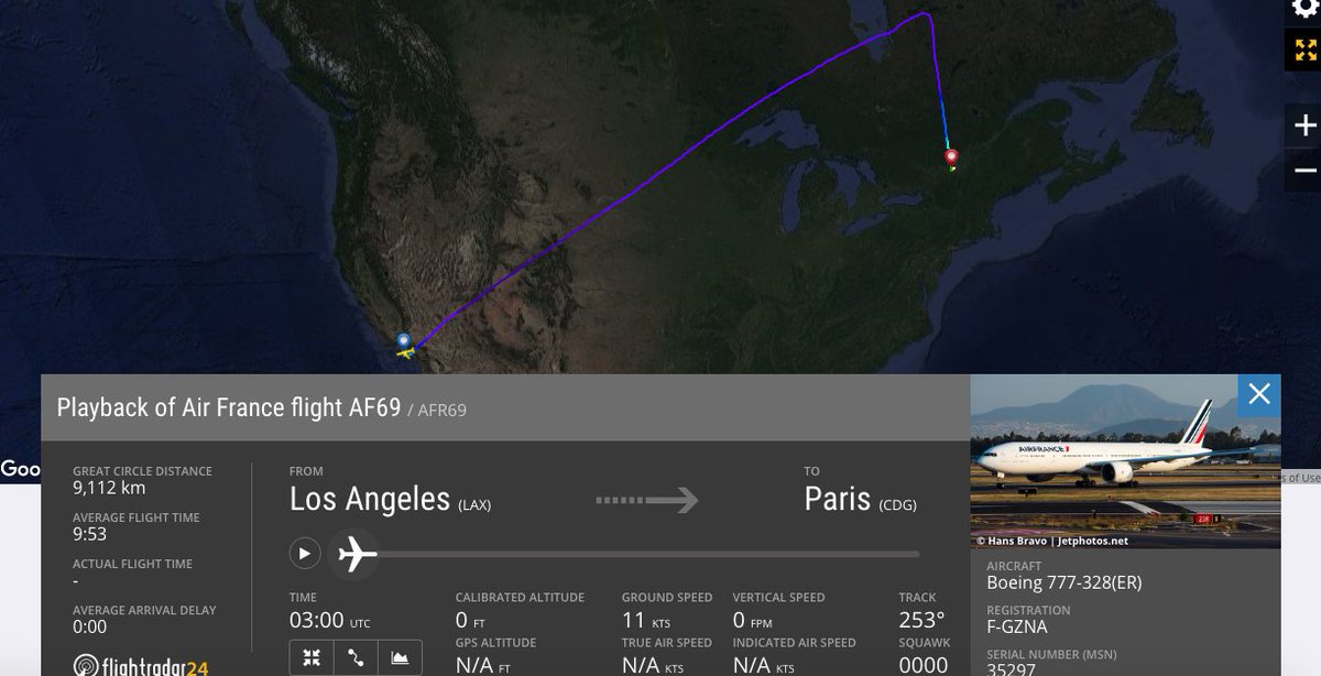 aviationnews24h's tweet photo. Diversion: @airfrance #AF69 from Los Angeles to Paris diverted to Montreal due to a medical emergency. https://t.co/0QH2AZQamE