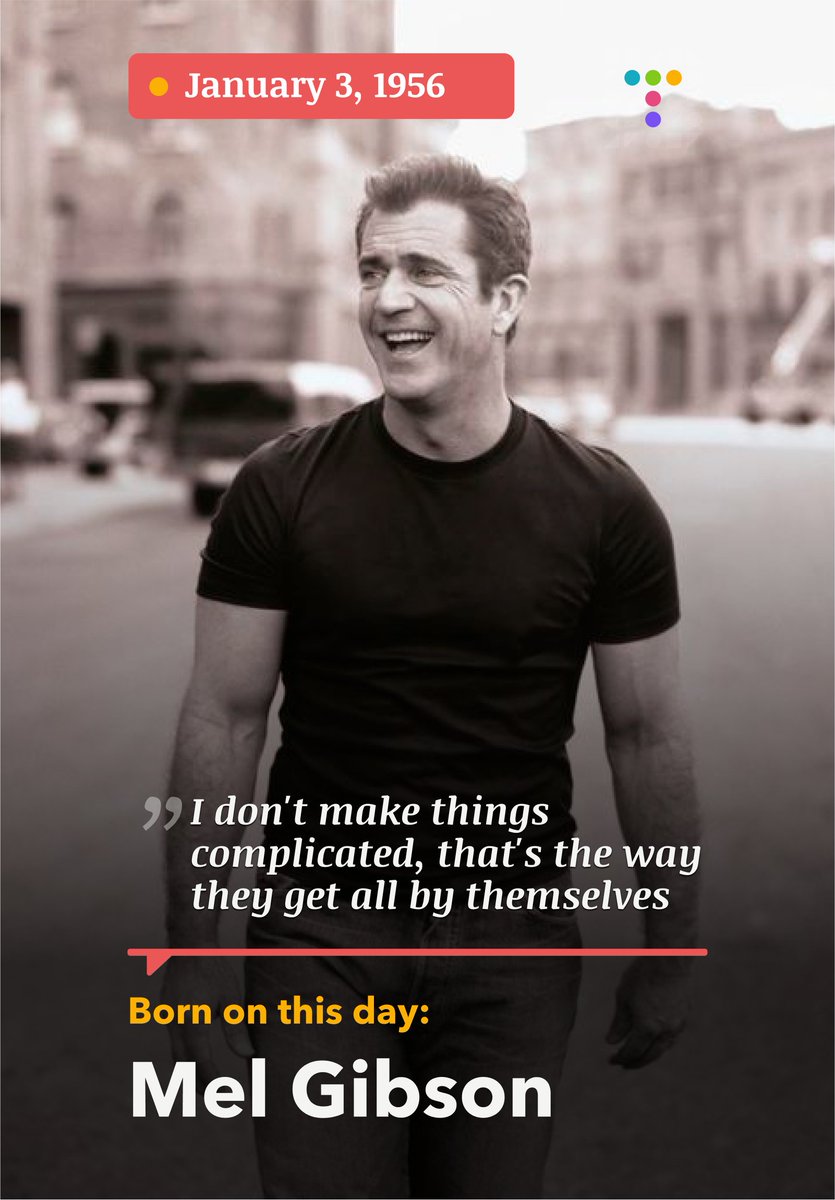 tiimelines's tweet photo. #todayinttiime
Happy Birthday, Mel Gibson!
#tiimelines #tiime #birthday #melgibson #TuesdayMotivation https://t.co/bKhNvqndGL