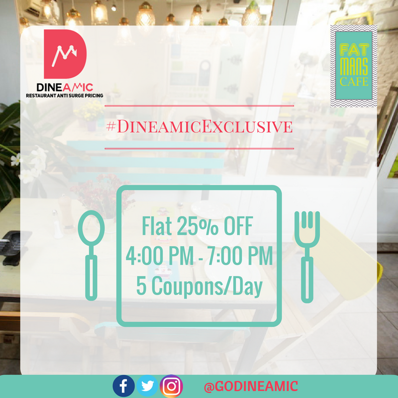 GoDineamic's tweet photo. #DineamicExclusive : At Fat Man's Cafe get Flat 25% off on Food at a min. billing amount of Rs.1000
#Dineamic #Food #Drinks #Discount #Offer https://t.co/jKwBdlwKOG