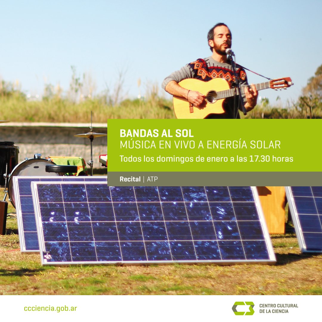 ccdelaciencia's tweet photo. Vení este domingo a escuchar los temas de los artistas @sintesun, que crean música con energía solar, ¿cómo sonarán? https://t.co/gaiPj17wBx
