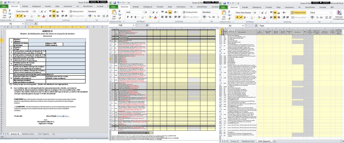 Bergcube's tweet image. Live from #maersk vessel: 880 dataentries to complete residues form in Spain (on top of the ES "single window form"). Act now pls @Bulc_EU?