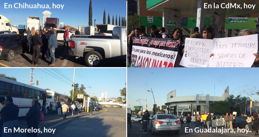 SinEmbargoMX's tweet photo. El “NO al mega gasolinazo” va de norte a sur por todo el país: hay protestas y bloqueos carreteros https://t.co/sKaApNdkIx https://t.co/pIOvvv56Pq