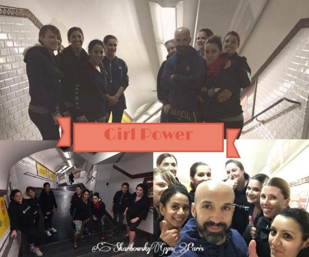 Le cours femme en mode séance montée des marches de la station de métro avec Kru Yamani! 👊🏾👊🏾 #TeamSkarbowsky #GirlPower