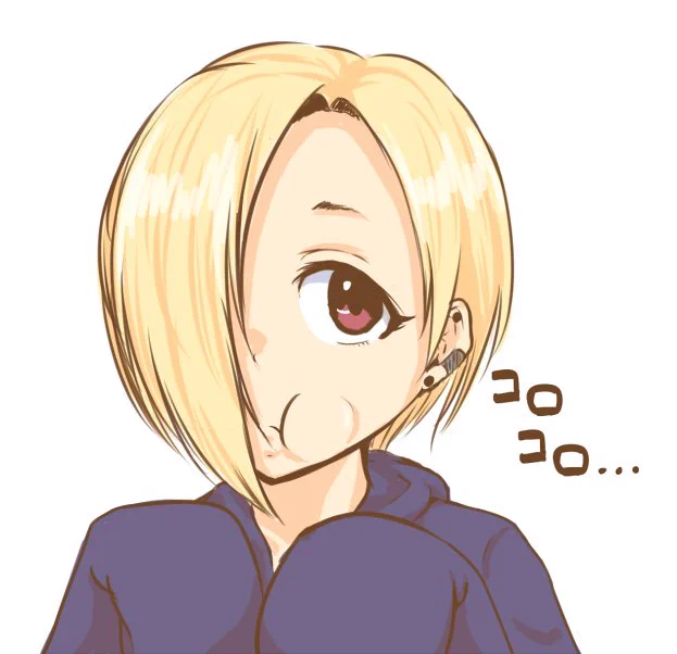 口の中で何かを転がす小梅ちゃん描きました。 