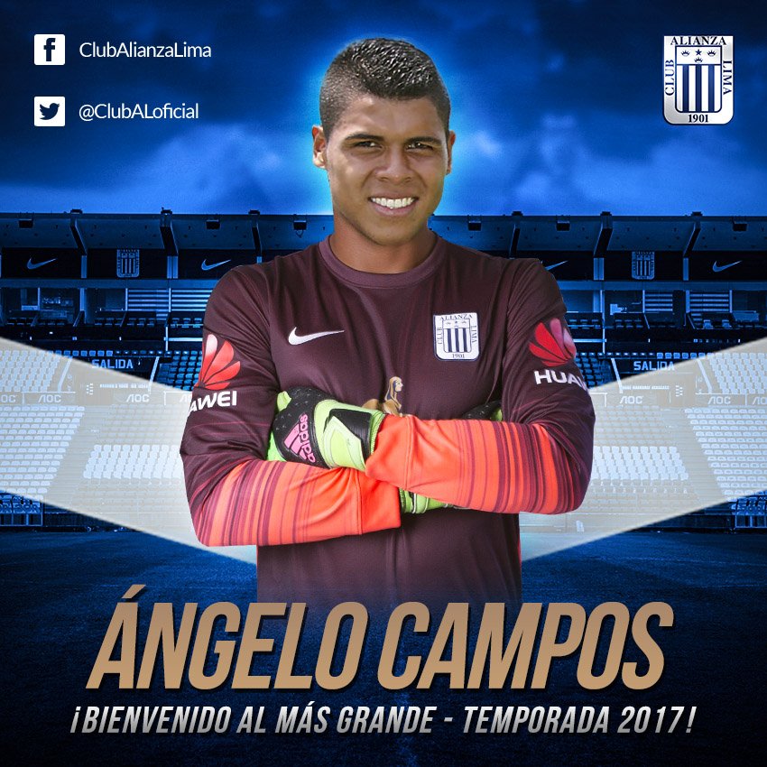 ClubALoficial's tweet photo. Ángelo Campos se vestirá de blanquiazul para la Temporada 2017. ¡Bienvenido Ángelo! #ArribaALIANZA https://t.co/b6sHw88gVb