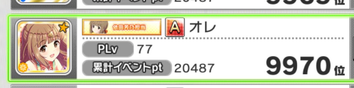 てふてふまる デレステとか Ar Twitter 仕事始まったら突き放されると思い 時間ある時に全力で走ってたら スタドリ無くなった泣 目標の000位どころか位圏内に 欲が出てきてしもた D そして楓ゲット おかげで理想のマイルーム完成 オレは和風和装