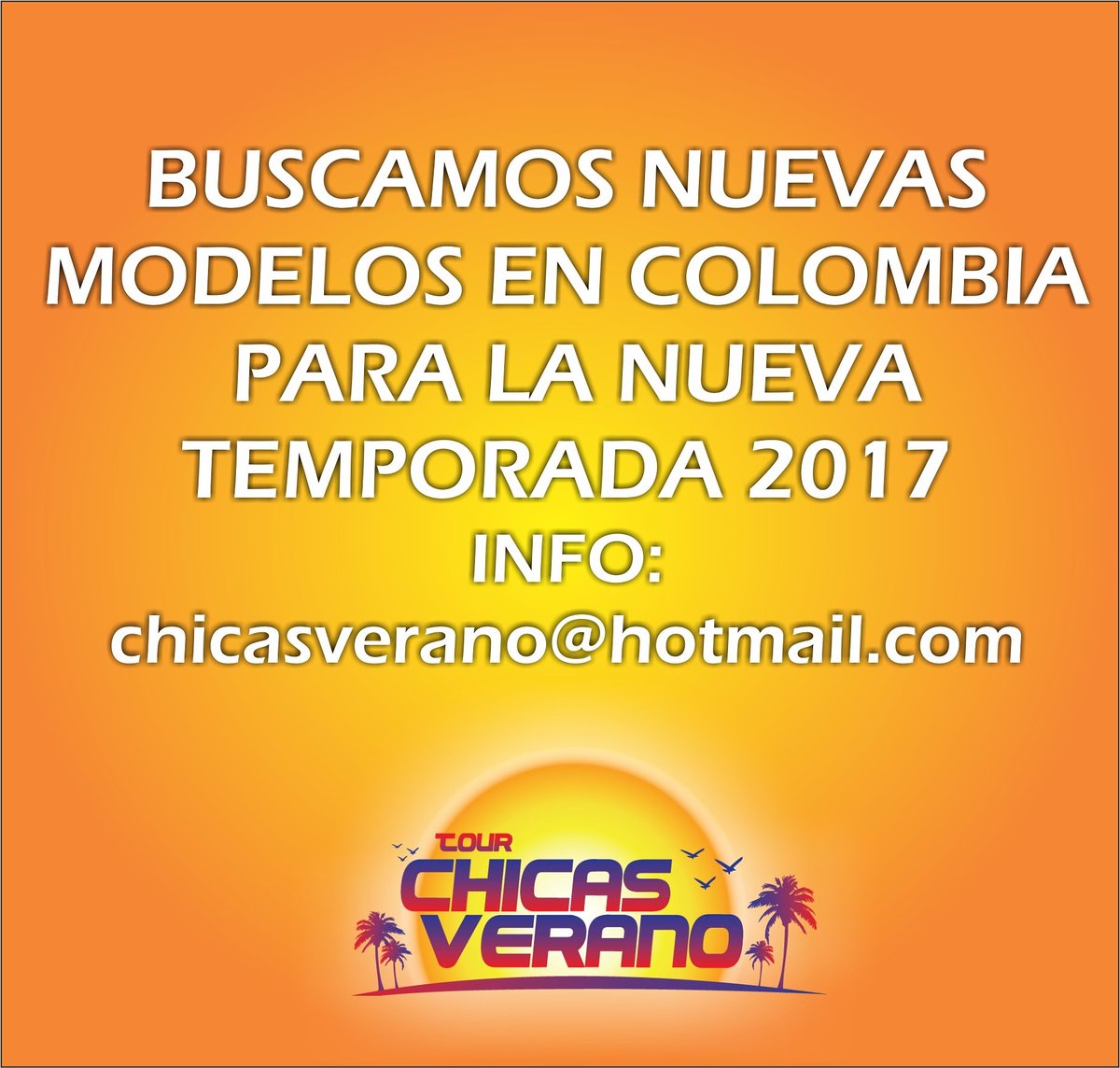 Chicasverano's tweet photo. Buscamos Nuevas Modelos en #Colombia, para la nueva temporada 2017. Info por correo.
#modeloscolombianas #chicasverano #eventos #modelos https://t.co/cHKvgoYy2D