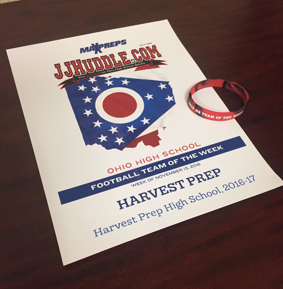 Huge Warrior Thank You to @jjhuddlenews for the certificates and wristbands! #WarriorNation #HSTOW