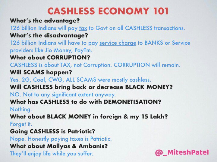 advsarang's tweet photo. Naked truth about so called forceful #CashlessIndia attempt by government. #DeMonetisation #DemonetizationDisaster #modidemonetisationcircus https://t.co/N0f24jZJ03