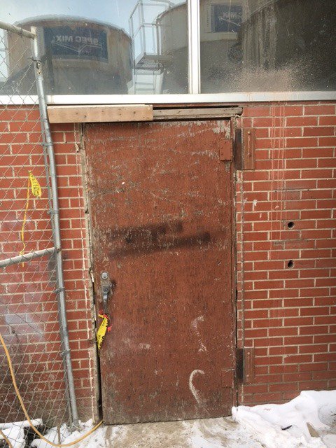 MedHatHigh's tweet photo. "Out with the old, in with the new" like our old mechanics door modernized into a new version! Happy 2017! #MHHSModernization #GrahamConstr. https://t.co/EjIZ6qhcRk
