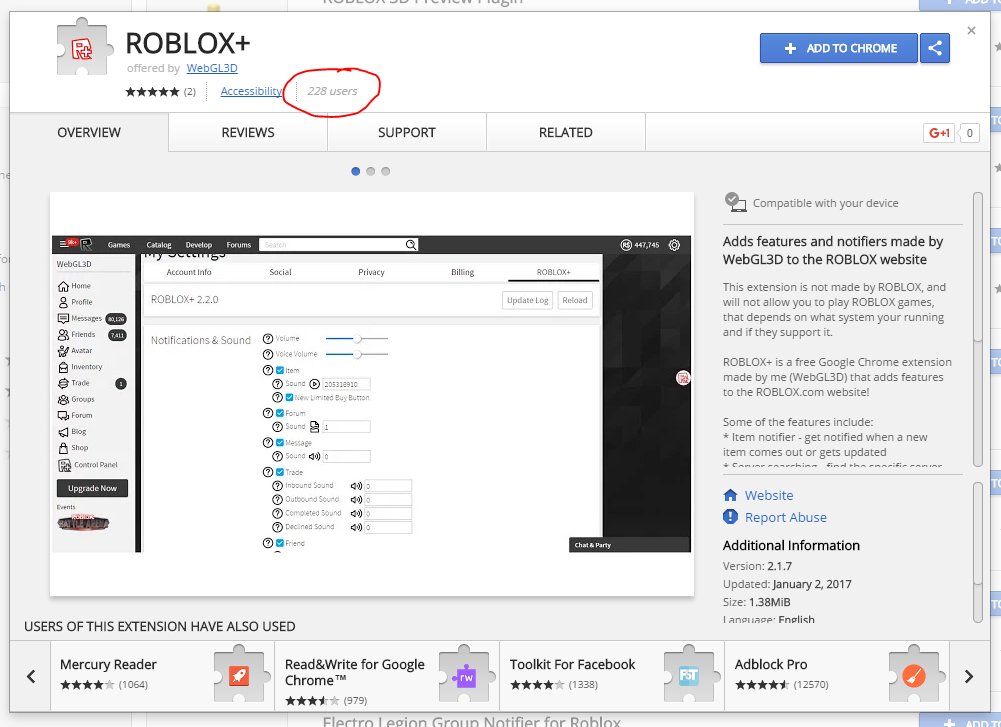 Merely On Twitter Psa An Account Stealing Copy Of Roblox Is Listed At The Top Of The Chrome Web Store Only Trust The One With 100k Installs Https T Co Ipcfzffl51 - roblox pro chrome