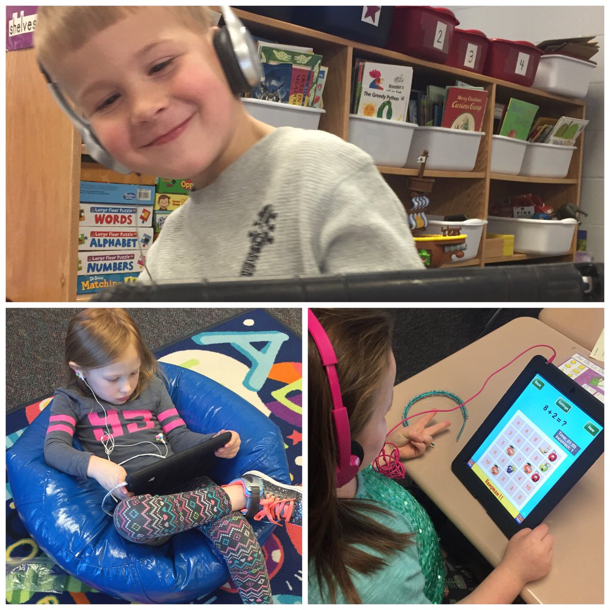 katiebilderback's tweet photo. It's so quiet you could hear a pin drop in here! They sure love math on the iPads! #moosemath #Kindergarten #usd449 @Jeanine959 https://t.co/XU0MxE1heq