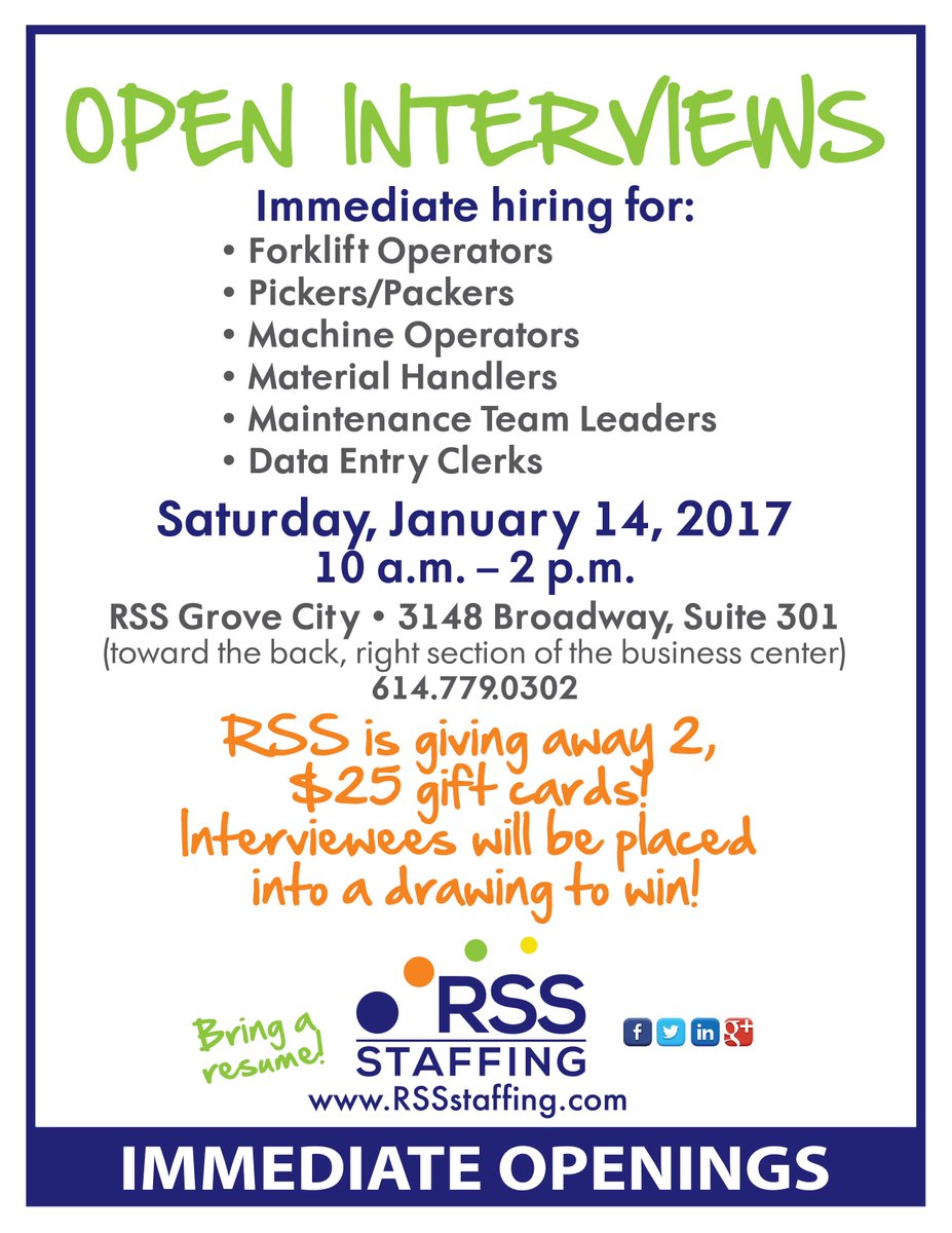 think__hire's tweet photo. Open Interviews in Grove City TOMORROW! #work4rss https://t.co/1sUs7n25C2