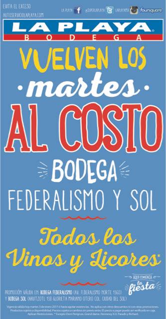 Superlaplaya's tweet photo. #VuelvenLosMartesAlCosto de Bodega Federalismo, Sol y Colima. https://t.co/5vm1w8BU3x