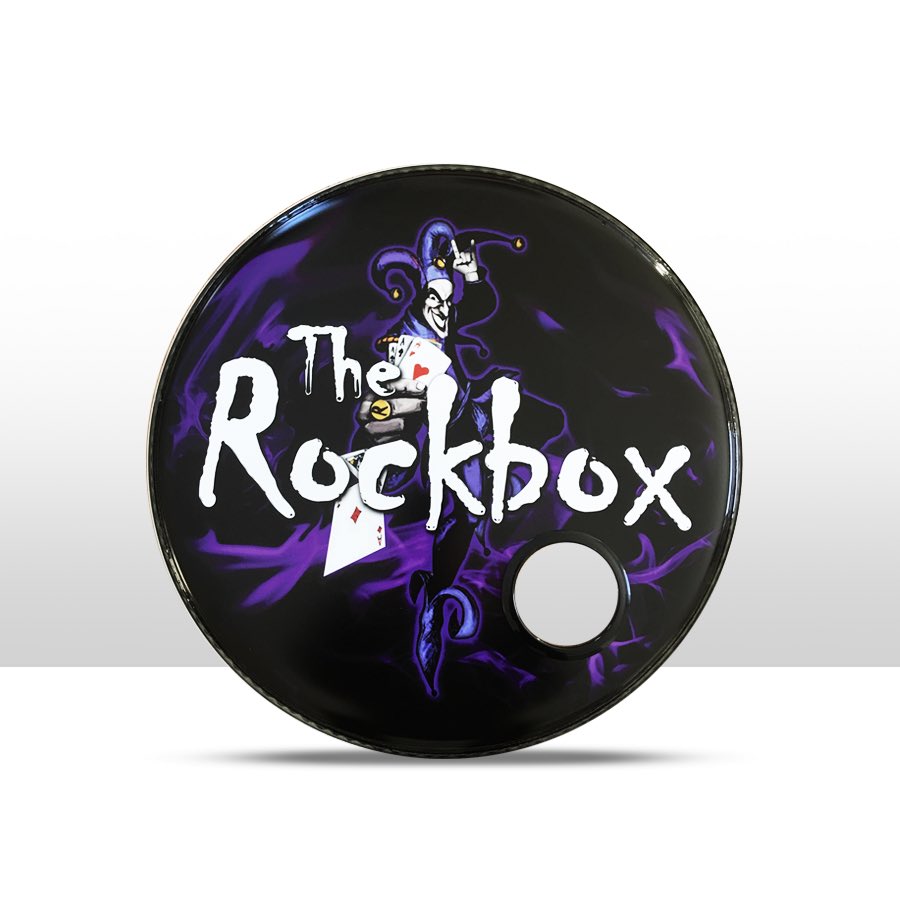 SteadfastSupply's tweet photo. Custom 22" drumhead we made for The Rockbox! Order your Tour Passes, Backdrops, Custom Drumheads from https://t.co/tx8k6vw4bf https://t.co/qEyfgZpYnF