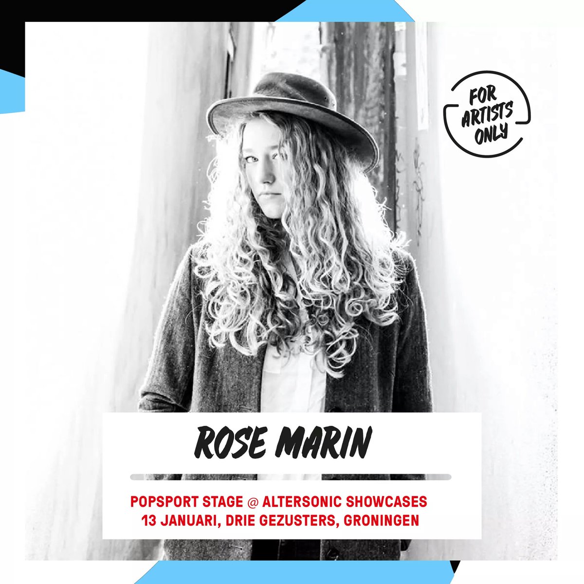 RoseMarinMusic's tweet photo. On the 13th of January, I will be performing at #Altersonic showcases #Noorderslag, Popsport stage in Groningen @Drie Gezusters! #ESNS17 https://t.co/tP1X9HUUao