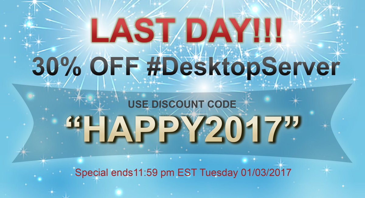DesktopServer's tweet image. 2017 is going to be a gigantic year at #ServerPress [WINK]!  Get your discount Now.  &quot;HAPPY2017&quot; dld.bz/fqywE