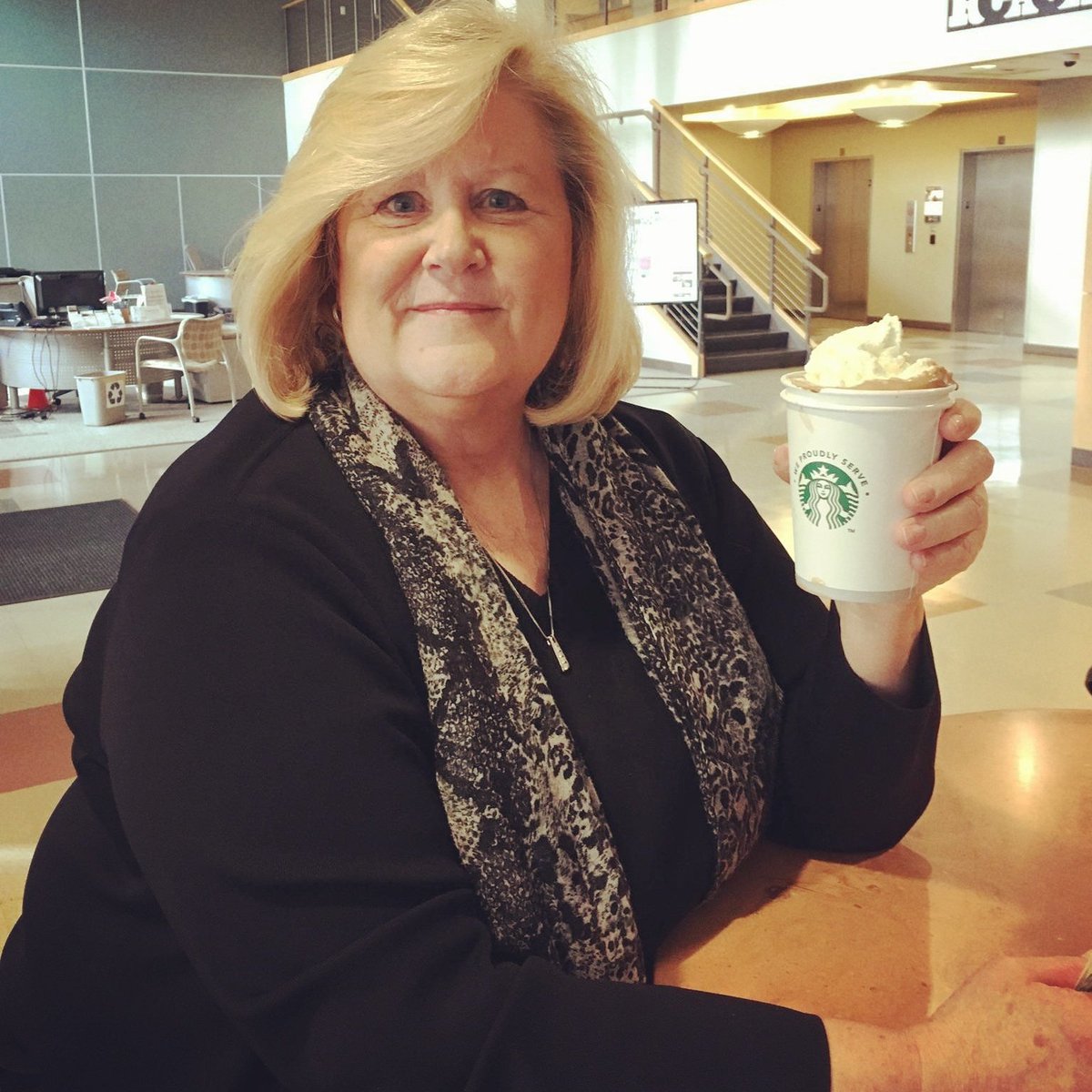 GoodwillBuzz's tweet photo. Terry Hayes, Goodwill's CEO of the past 16 years, retired last Friday. Enjoy your last mocha! #wewillmissyou #gwcoffeebuzz #gw https://t.co/ia089bbXyN